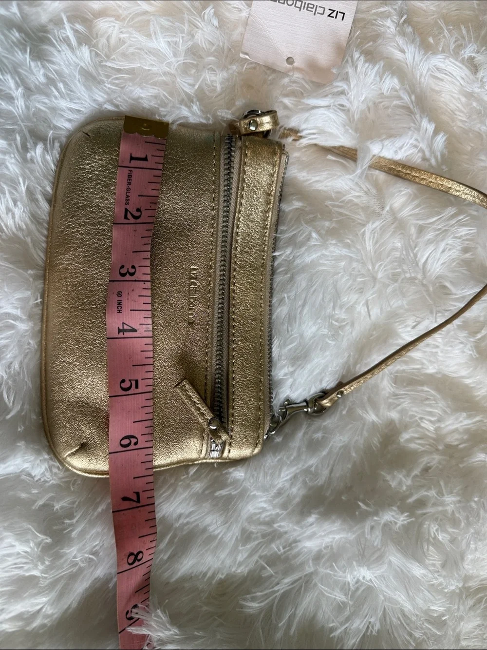 Liz Claiborne Gold Metallic Wristlet Clutch with Strap